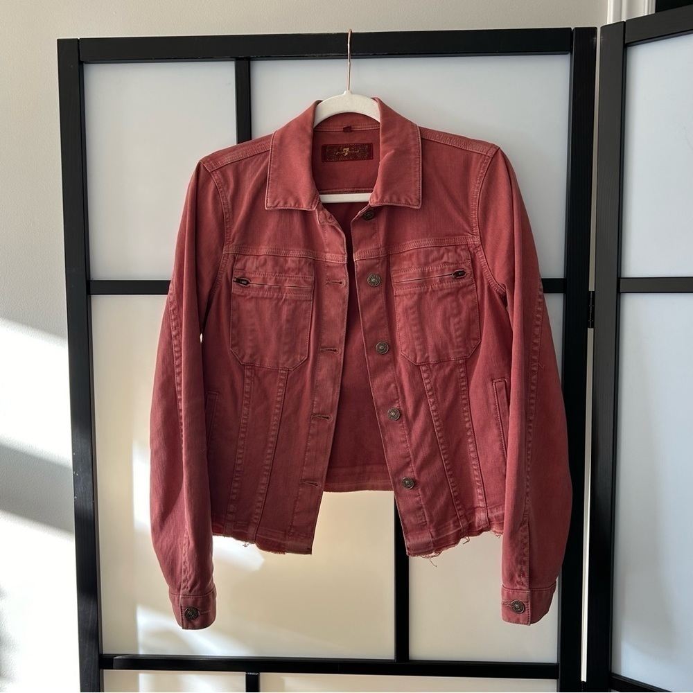 [XS] 7 For All Mankind Dark Brick Pink Jean Jacket Women’s Spring